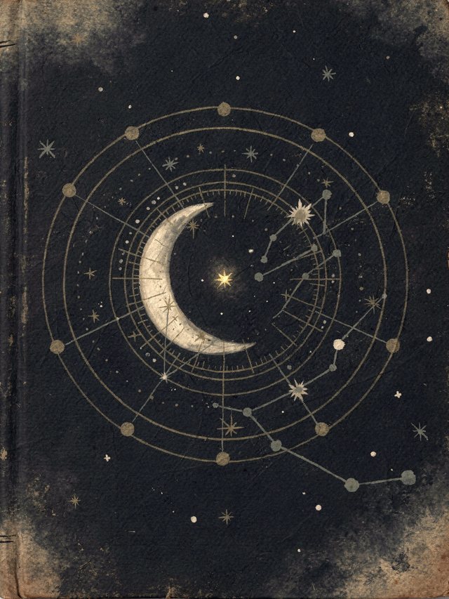 The Taqwīm al-Tanāẓur — three concentric gold-leaf cycles (solar orbit, lunar phase, sidereal star wheel) deliberately unaligned on a midnight-navy ground, Arcturus marked as a single bright point